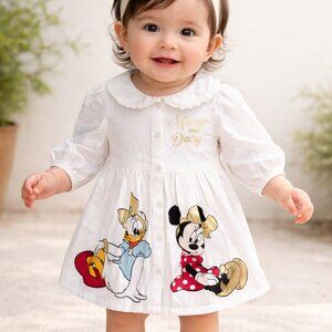 Disney Size 9-12 months White Dress with Minnie and Daisy